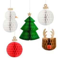 Meri Meri - Wiszący zestaw dekoracyjny z  bibuły, duży - Christmas